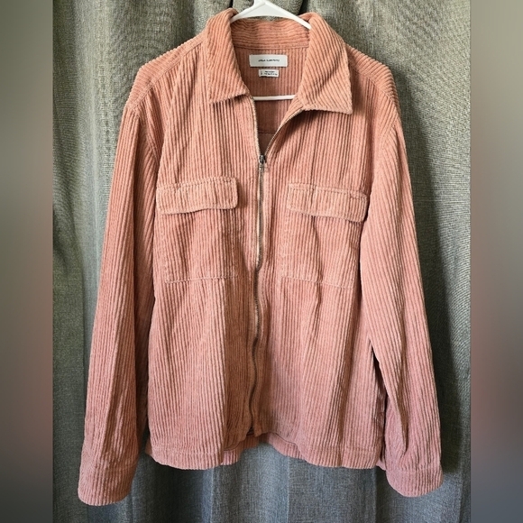 Urban Outfitters Pink Corduroy Ribbed Full Zip Up Jacket | L - Picture 1 of 5